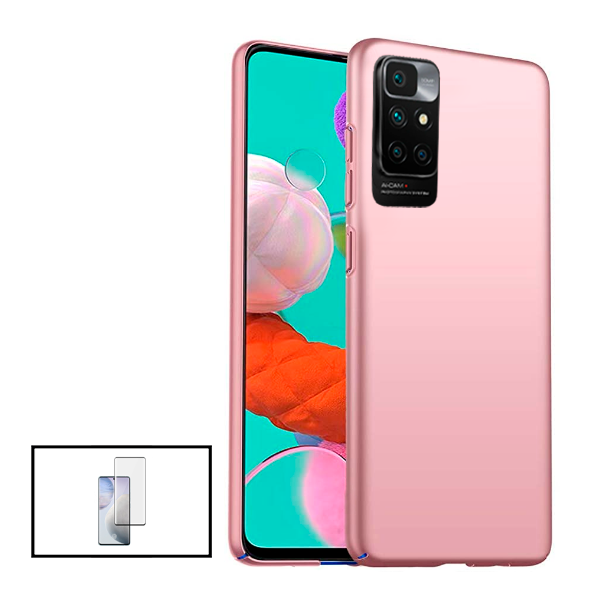 Kit Película de Vidro Temperado GorilasGlass + Capa Rígida e Fina para Xiaomi Redmi 10 Prime 2022 - Rosa