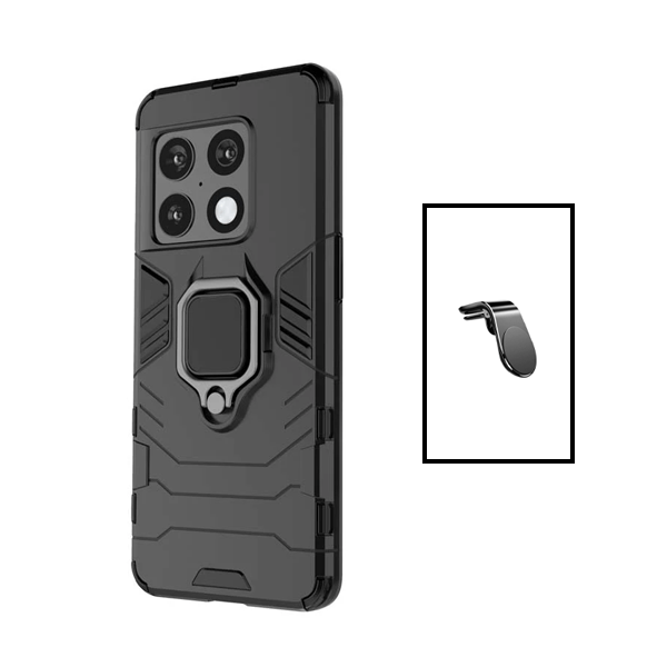 Kit Suporte de Carro Magnético L + Capa de Proteção Militar Magnética para OnePlus Ace Pro - Preto