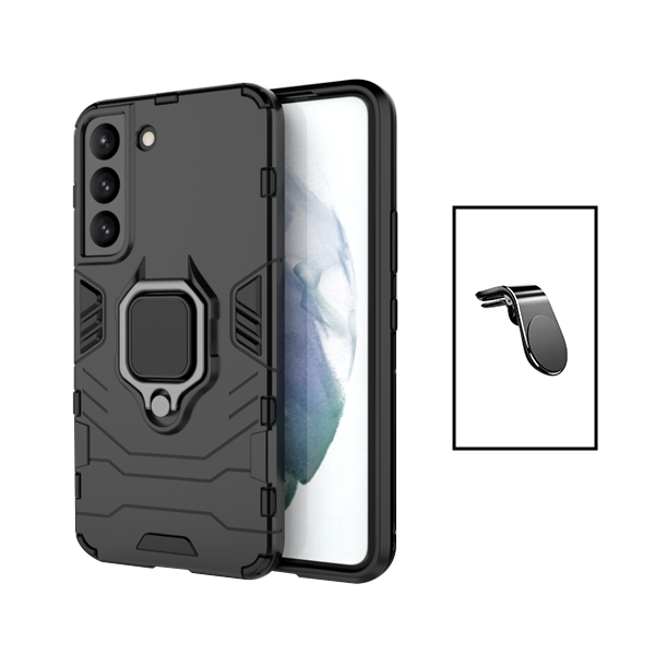 Kit Suporte de Carro Magnético L + Capa de Proteção Militar Magnética para Samsung Galaxy S23 Plus - Preto