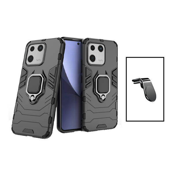 Kit Suporte de Carro Magnético L + Capa de Proteção Militar Magnética para Xiaomi 13 - Preto