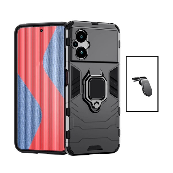 Kit Suporte de Carro Magnético L + Capa de Proteção Militar Magnética para Xiaomi Poco M5 - Preto