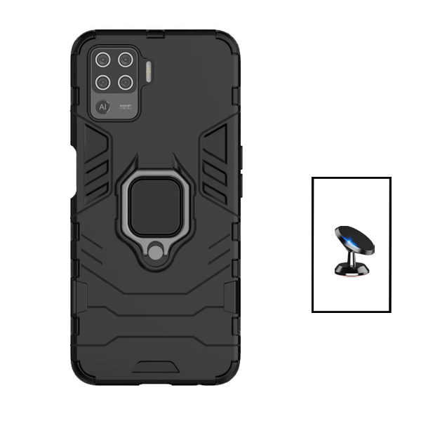 Kit Suporte Magnético + Capa de Proteção Militar Magnética para Oppo Reno5 Lite - Preto