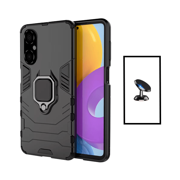 Kit Suporte Magnético + Capa de Proteção Militar Magnética para Xiaomi Poco M4 5G - Preto