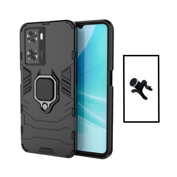 Kit Suporte Magnético Com Pernas + Capa de Proteção Militar Magnética para Oppo A57s - Preto