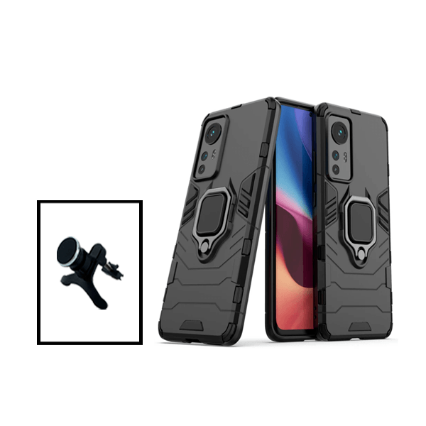 Kit Suporte Magnético Com Pernas + Capa de Proteção Militar Magnética para Xiaomi 12X - Preto