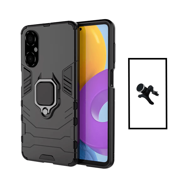 Kit Suporte Magnético Com Pernas + Capa de Proteção Militar Magnética para Xiaomi Poco M4 5G - Preto