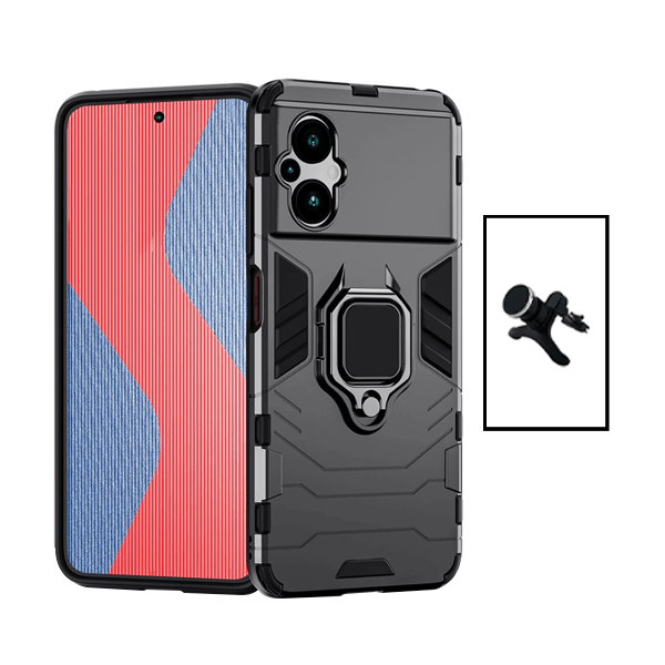 Kit Suporte Magnético Com Pernas + Capa de Proteção Militar Magnética para Xiaomi Poco M5 - Preto