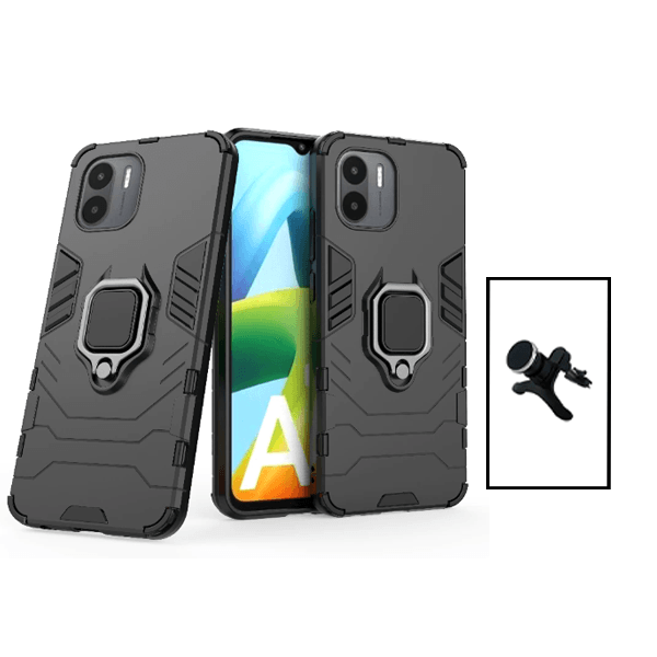 Kit Suporte Magnético Com Pernas + Capa de Proteção Militar Magnética para Xiaomi Redmi A2 - Preto