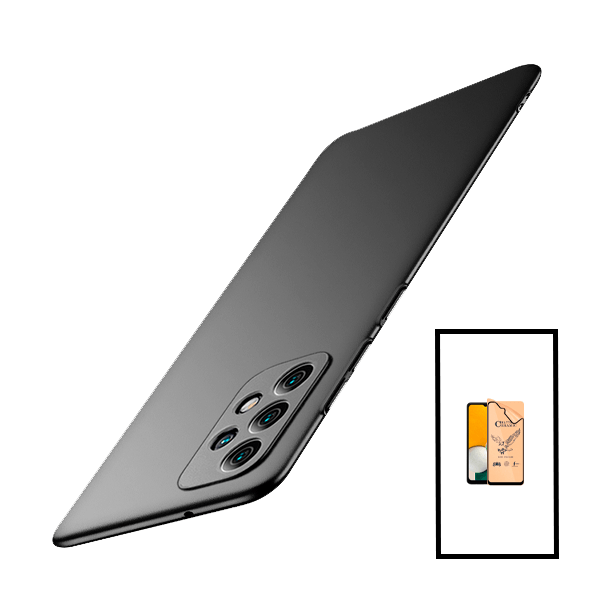 Kit Vidro Temperado Ceramica Full Cover + Capa Rígida e Fina para Samsung Galaxy A23 5G - Preto