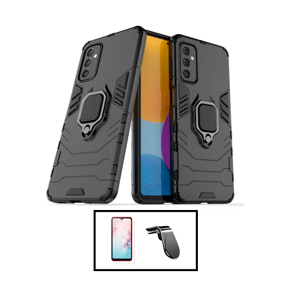 Kit Vidro Temperado ClearGorilasGlass + Capa de Proteção Militar Magnética + Suporte Magnético L para Nokia Galaxy M32 5G - Preto