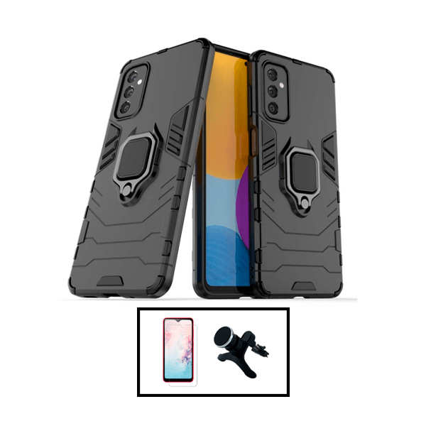Kit Película de Vidro Temperado GorilasGlass + Capa de Proteção Militar Magnética + Suporte Magnético Com Pernas para Samsung Galaxy M23 5G - Preto