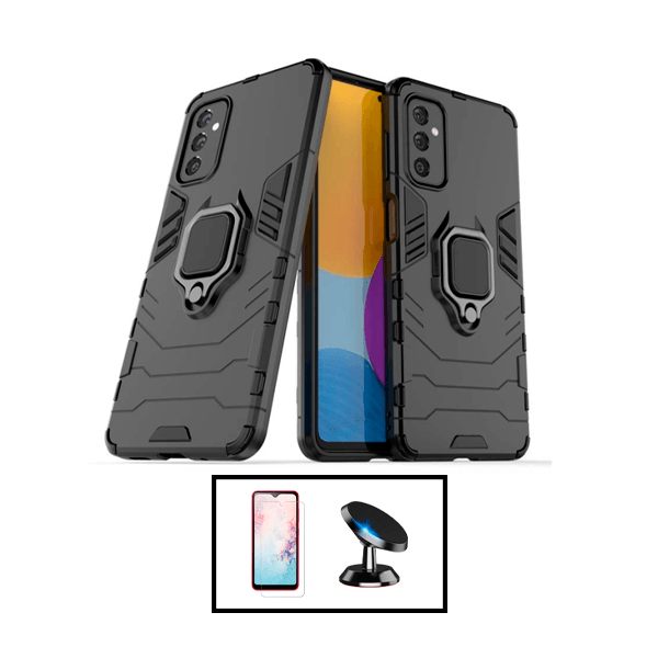 Kit Película de Vidro Temperado GorilasGlass + Capa de Proteção Militar Magnética + Suporte Magnético para Samsung Galaxy M23 5G - Preto