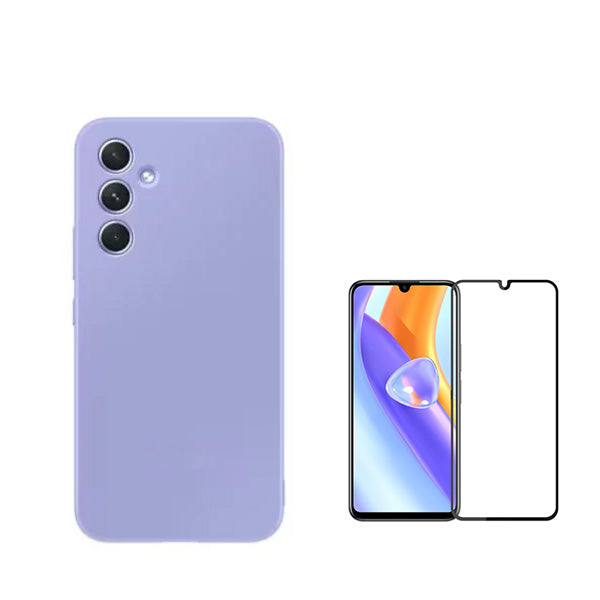 Kit Película de Vidro Temperado GorilasGlass + Capa Proteção Traseira Silicone Phonecare para Samsung Galaxy A15 5G - Roxo