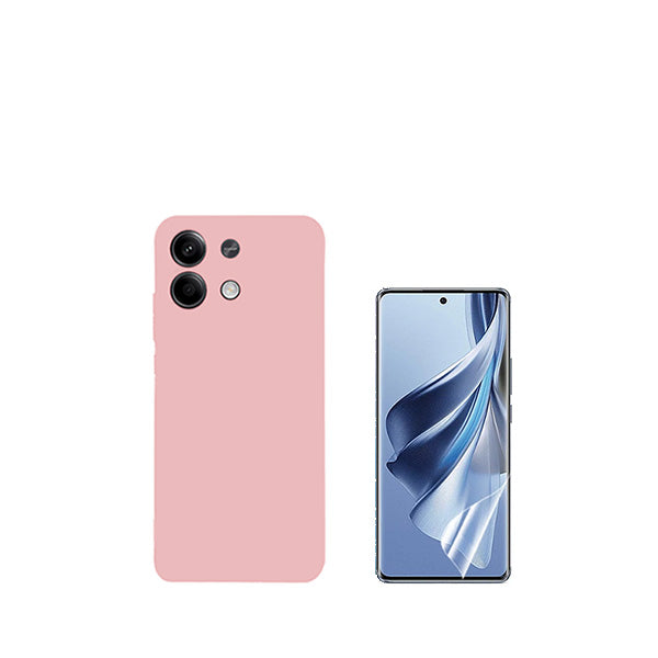 Kit Película Protectora de Hydrogel Frente + Capa Proteção Traseira Silicone GIFT4ME para Xiaomi Redmi Note 13 Pro - Rosa
