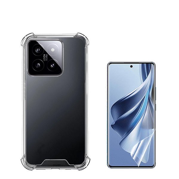 Kit Capa Traseira Super Proteção + Película de Hydrogel Frente Transparente GIFT4ME para Xiaomi 14 Pro - Transparente