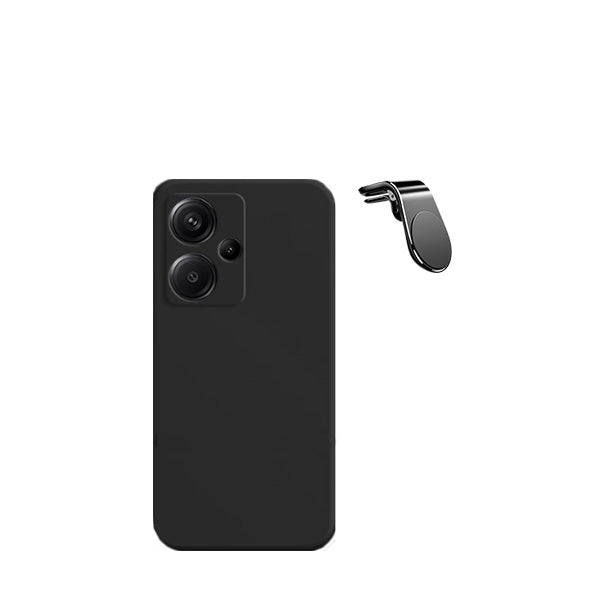 Kit Suporte de Carro Magnético L + Capa Proteção Traseira Silicone GIFT4ME para Xiaomi Redmi Note 13 Pro+ Plus - Preto