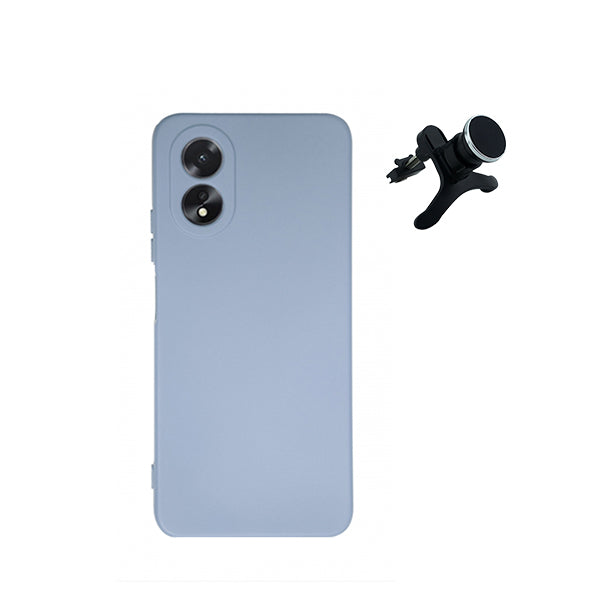 Kit Suporte Magnético Com Pernas + Capa Proteção Traseira Silicone Phonecare para Oppo A38 4G - Azul Claro