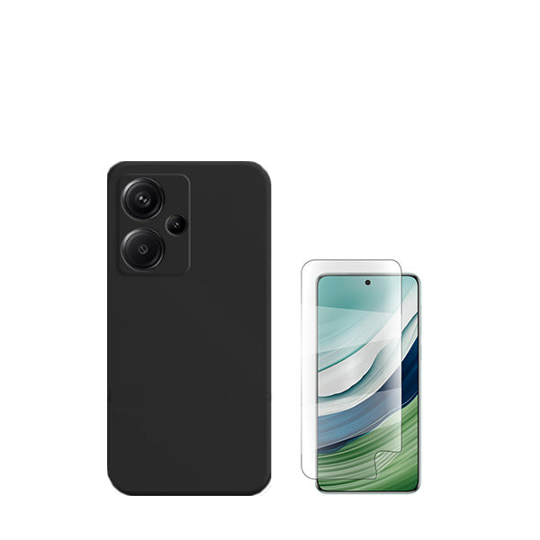 Kit Película Protectora de Hydrogel Frente + Capa Proteção Traseira Silicone GIFT4ME para Xiaomi Redmi Note 13 Pro+ Plus - Preto