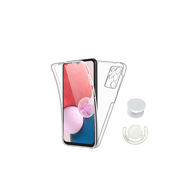 Kit Capa 360° Proteção Frente e Verso + 1 HandHolder + 1 Suporte HandHolder Branco GIFT4ME para Samsung Galaxy S24 Ultra 5G - Transparente/Branco