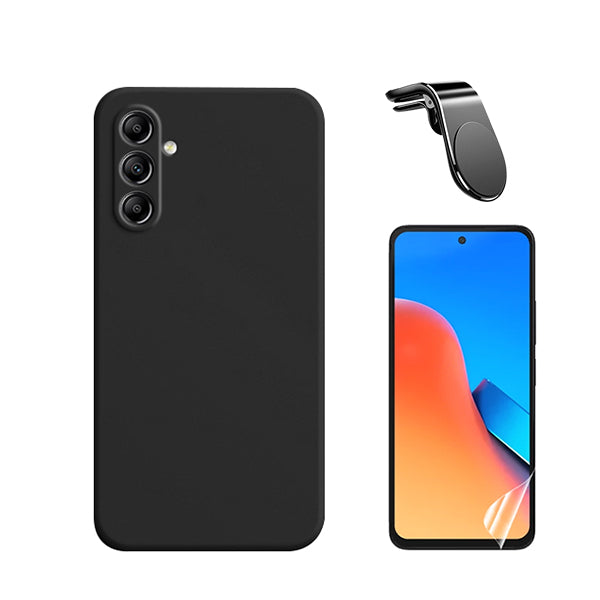 Kit Película Protectora de Hydrogel Frente + Capa Proteção Traseira Silicone + Suporte de Carro Magnético L GIFT4ME para Samsung Galaxy S23 FE - Preto