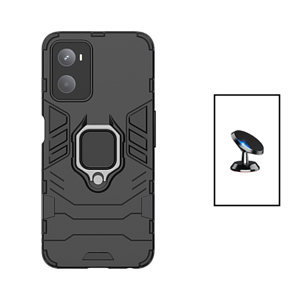Kit Suporte Magnético + Capa de Proteção Militar Magnética para Oppo A76 - Preto