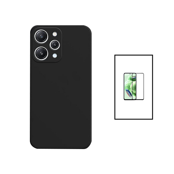 Kit Película de Vidro Temperado GorilasGlass + Capa Proteção Traseira Silicone para Xiaomi Redmi Note 12R - Preto