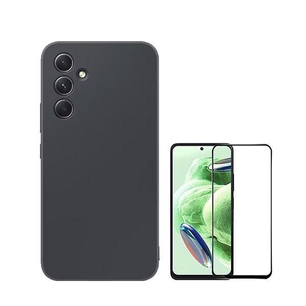 Kit Película de Vidro Temperado GorilasGlass + Capa Proteção Traseira Silicone GIFT4ME para Samsung Galaxy A55 5G - Preto