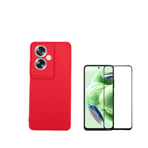 Kit Película de Vidro Temperado GorilasGlass + Capa Proteção Traseira Silicone GIFT4ME para Oppo A79 5G - Vermelho