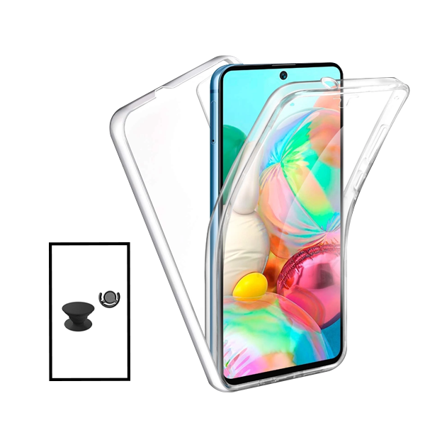 Kit Capa 360° Proteção Frente e Verso + 1 HandHolder + 1 Suporte HandHolder Preto para Oppo A36 - Transparente/Preto