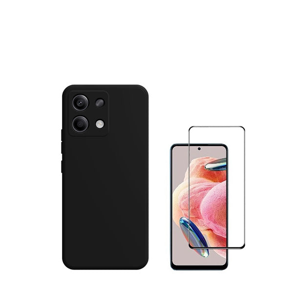 Kit Película de Vidro Temperado GorilasGlass + Capa Proteção Traseira Silicone GIFT4ME para Xiaomi Redmi Note 13 4G - Preto