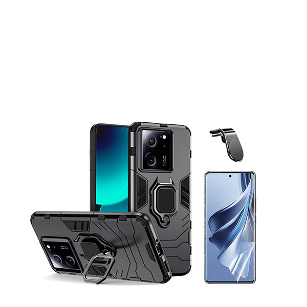 Kit Película Protectora de Hydrogel Frente + Capa de Proteção Militar Magnética + Suporte Magnético L GIFT4ME para Xiaomi 13T - Preto