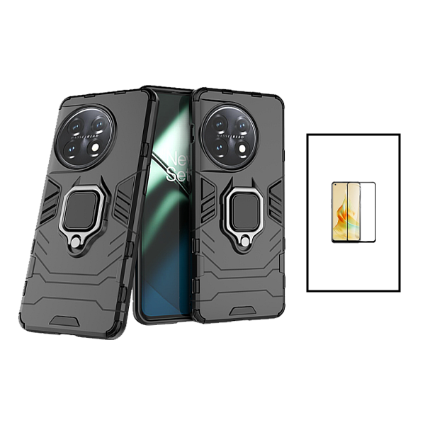 Kit Película de Vidro Temperado GorilasGlass Curvado + Capa de Proteção Militar Magnética para OnePlus 11 - Preto