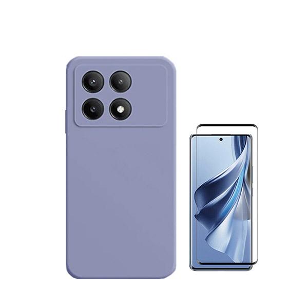 Kit Película de Vidro Temperado GorilasGlass + Capa Proteção Traseira Silicone GIFT4ME para Xiaomi Poco X6 Pro 5G - Roxo