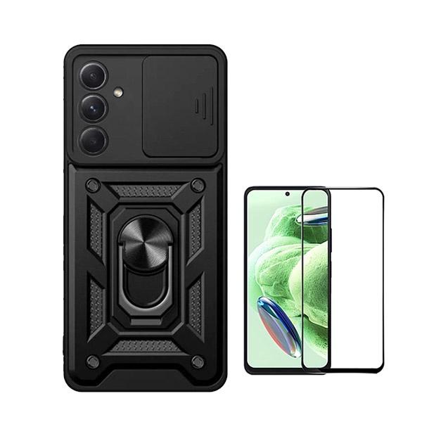 Kit Película de Vidro Temperado GOrilasGlass + Capa de Proteção Militar Magnética Janela Deslizante GIFT4ME para Samsung Galaxy A35 5G - Preto