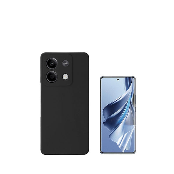 Kit Película Protectora de Hydrogel Frente + Capa Proteção Traseira Silicone GIFT4ME para Xiaomi Redmi Note 13 - Preto