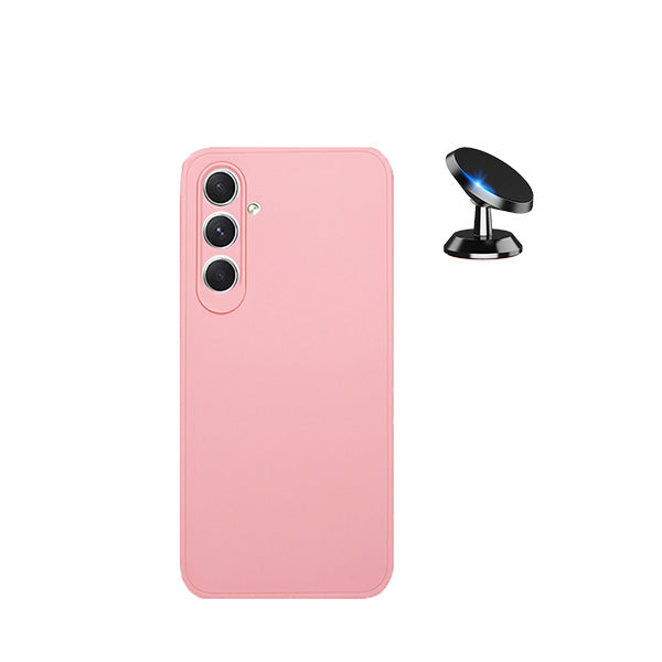 Kit Suporte Magnético + Capa Proteção Traseira Silicone Phonecare para Samsung Galaxy A15 - Rosa