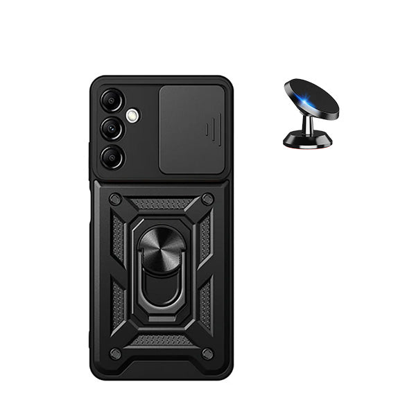 Kit Suporte Magnético + Capa de Proteção Militar Magnética Janela Deslizante GIFT4ME para Samsung Galaxy A15 - Preto