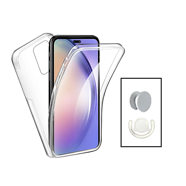 Kit Capa 360° Proteção Frente e Verso + 1 HandHolder + 1 Suporte HandHolder Branco para Xiaomi 13 Lite - Transparente/Branco