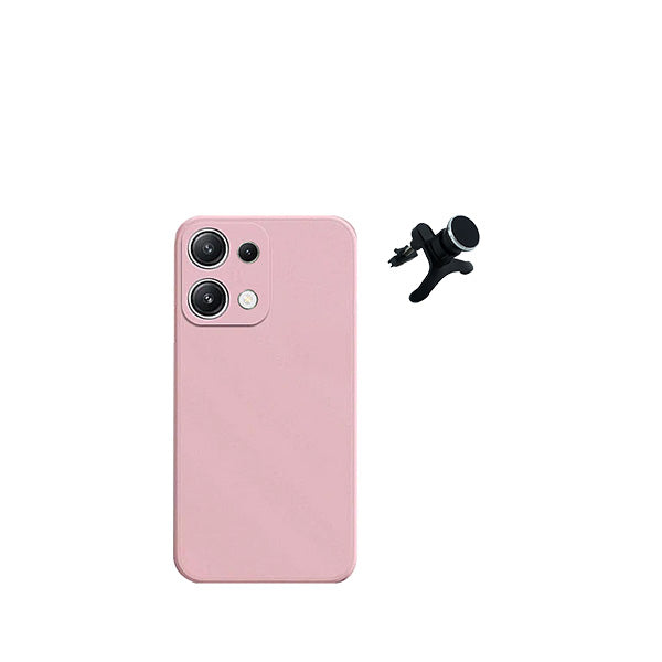 Kit Suporte Magnético Com Pernas + Capa Proteção Traseira Silicone GIFT4ME para Xiaomi Redmi Note 13 4G - Rosa
