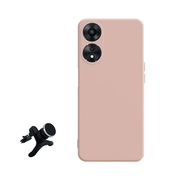 Kit Suporte Magnético Com Pernas + Capa Proteção Traseira Silicone GIFT4ME para Oppo A58 4G - Rosa