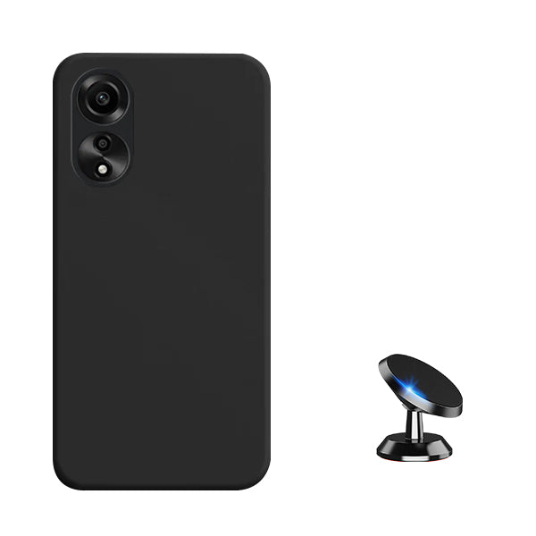 Kit Suporte Magnético + Capa Proteção Traseira Silicone GIFT4ME para Oppo A78 4G - Preto