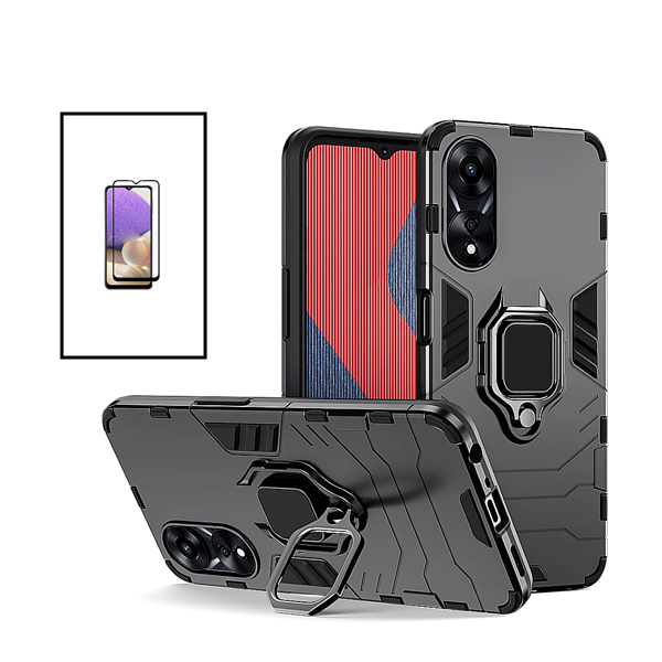 Kit Película de Vidro Temperado GorilasGlass + Capa de Proteção Militar Magnética para Oppo A58 - Preto