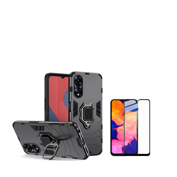 Kit Película de Vidro Temperado GorilasGlass + Capa de Proteção Militar Magnética GIFT4ME para Oppo A38 4G - Preto