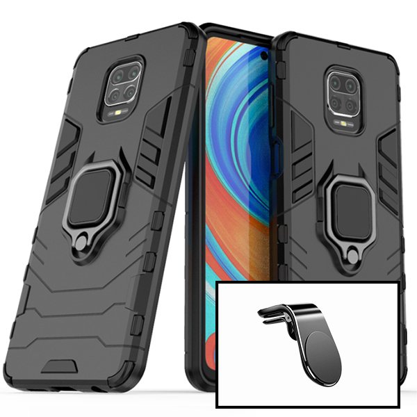 Kit Suporte de Carro Magnético L + Capa de Proteção Militar Magnética para Xiaomi Redmi Note 10 Lite