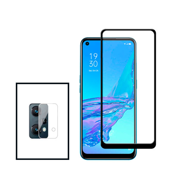 Kit Película Protectora para Câmara Traseira + Película de Vidro Temperado GorilasGlass para Realme 9 Pro+ Plus - Transparente/Preto