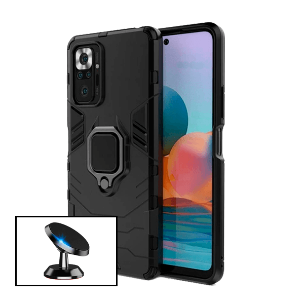 Kit Suporte Magnético + Capa de Proteção Militar Magnética para Xiaomi Redmi Note 10 Pro+