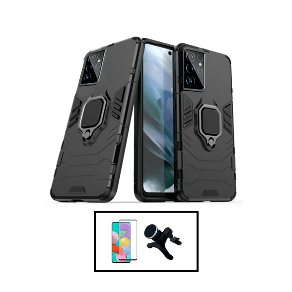 Kit Película de Vidro Temperado GorilasGlass + Capa de Proteção Militar Magnética + Suporte Magnético Com Pernas para Samsung Galaxy S22 Ultra 5G 5G