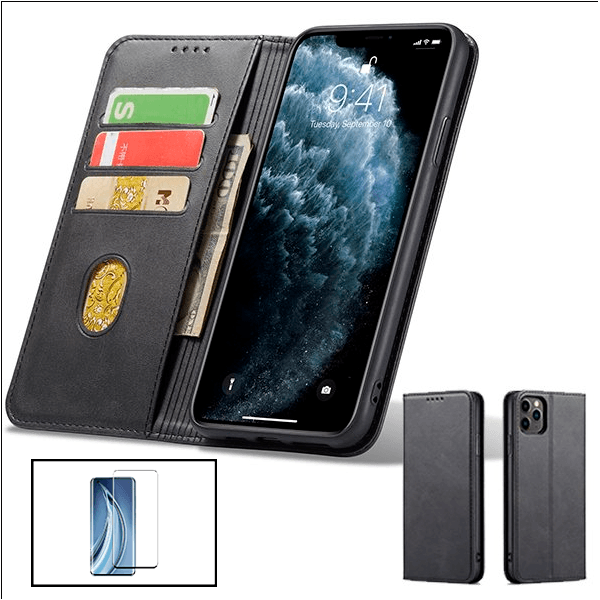 Kit Capa Tipo Livro Fecho Magnético + Película de Vidro Temperado GorilasGlass para Xiaomi Redmi 10