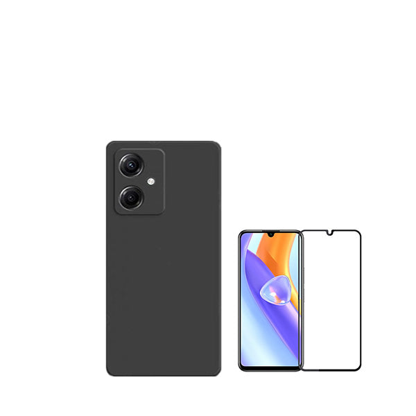 Kit Película de Vidro Temperado GorilasGlass + Capa Proteção Traseira Silicone GIFT4ME para Xiaomi Redmi 13C 5G - Preto