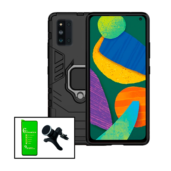 Kit Vidro Temperado Ceramica Full Cover + Capa de Proteção Militar Magnética + Suporte Magnético Com Pernas para Samsung Galaxy F52 5G